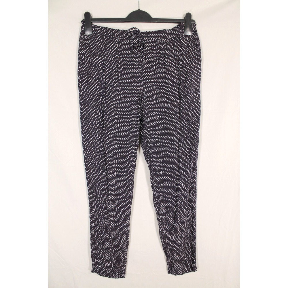 LILKA ANTHROPOLOGIE Navy w/WHITE CHECKS Drawstring PLEATED FRONT Challis PANTS M